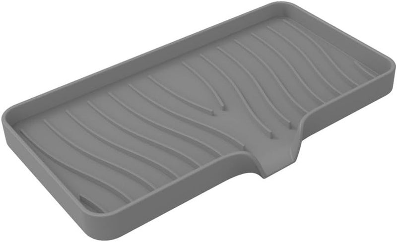 Gray Silicone Drying Mat with Drain Lip Waterproof Heat Resistant for Kitchen Tableware Sink Organizer - Image 1